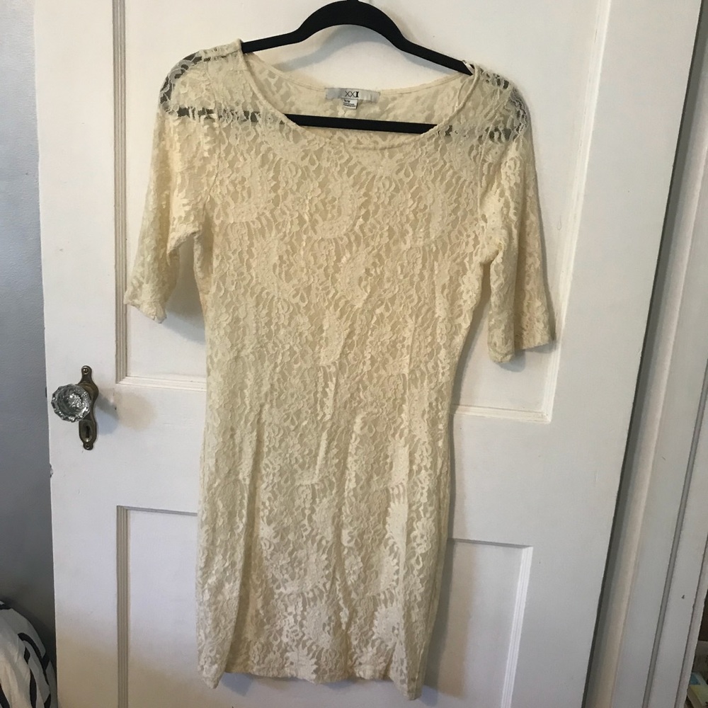 Cream lace slip dress XXI